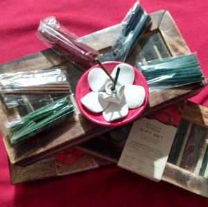 5 scent lotus flower incense set W/wooden box